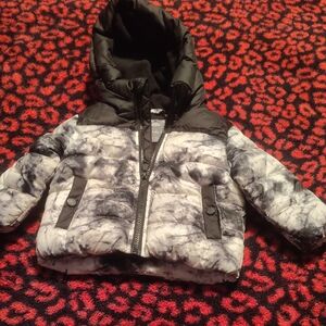 Michael Kors Black & White Marbled Infant Puffer Jacket